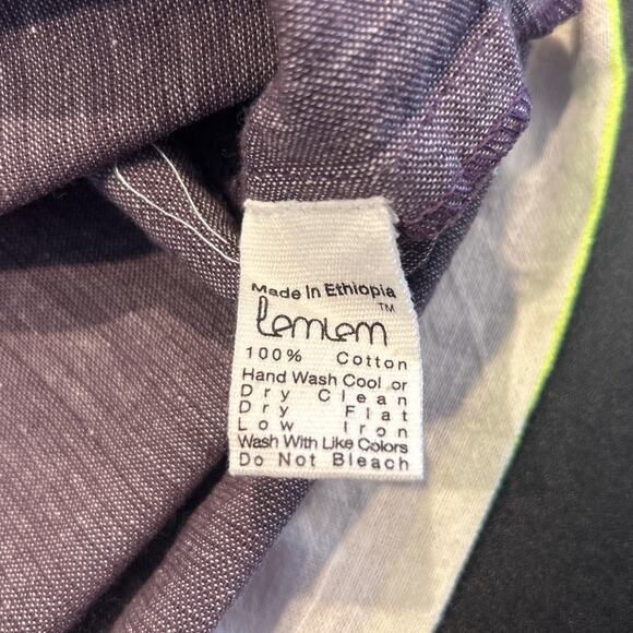 NWOT lemlem V-Neck Top, Charcoal w/ Neon Trim, Relaxed Fit, Women's Size Medium - Picture 5 of 5